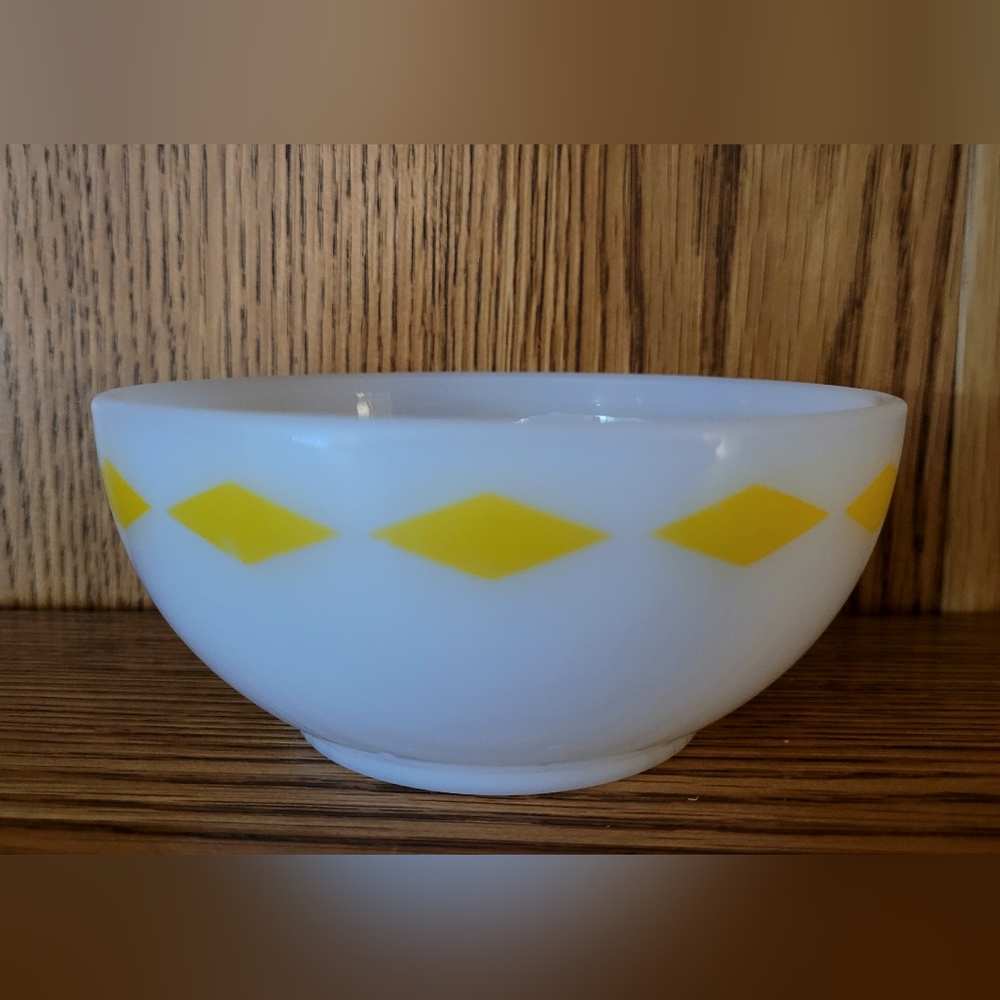Vintage Fire King Yellow Diamond Bowl